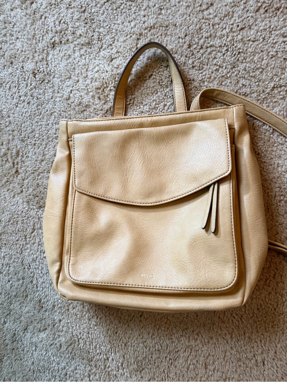 Relic Tan Leather Shoulder Bag with Front Flap Pocket